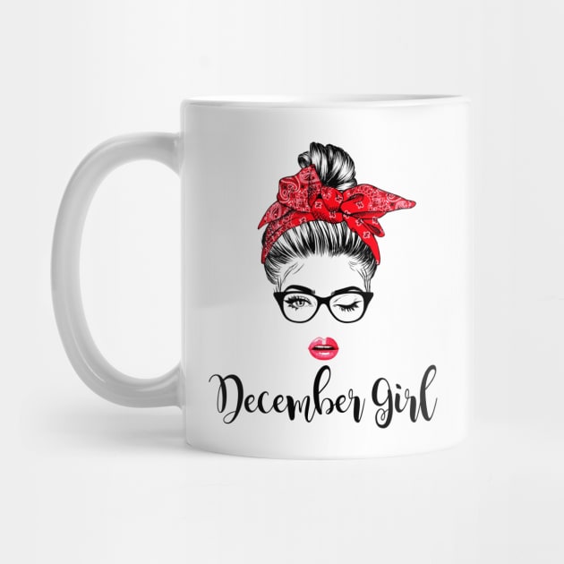 December Girl Woman Face Lady Face with Wink Eyes Birthday Gift by mittievance